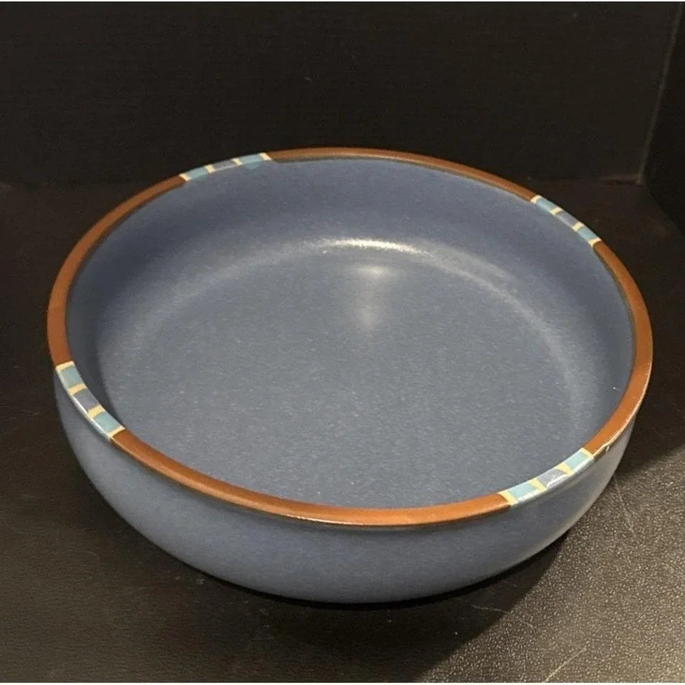 Dansk Mesa Sky Blue Pasta Bowl Southwestern Aztec‎ 7 Inch Portugal Vintage